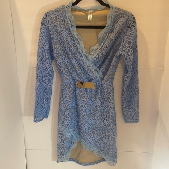 𝅺blue Star Sky Blue Lace Dress Size 0/2 - Picture 1 of 6